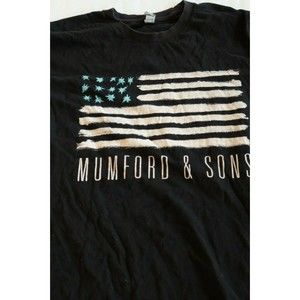 Mumford & Sons 2015 Concert Tour T-Shirt 2 Sided with Dates Flag Tee Size Medium